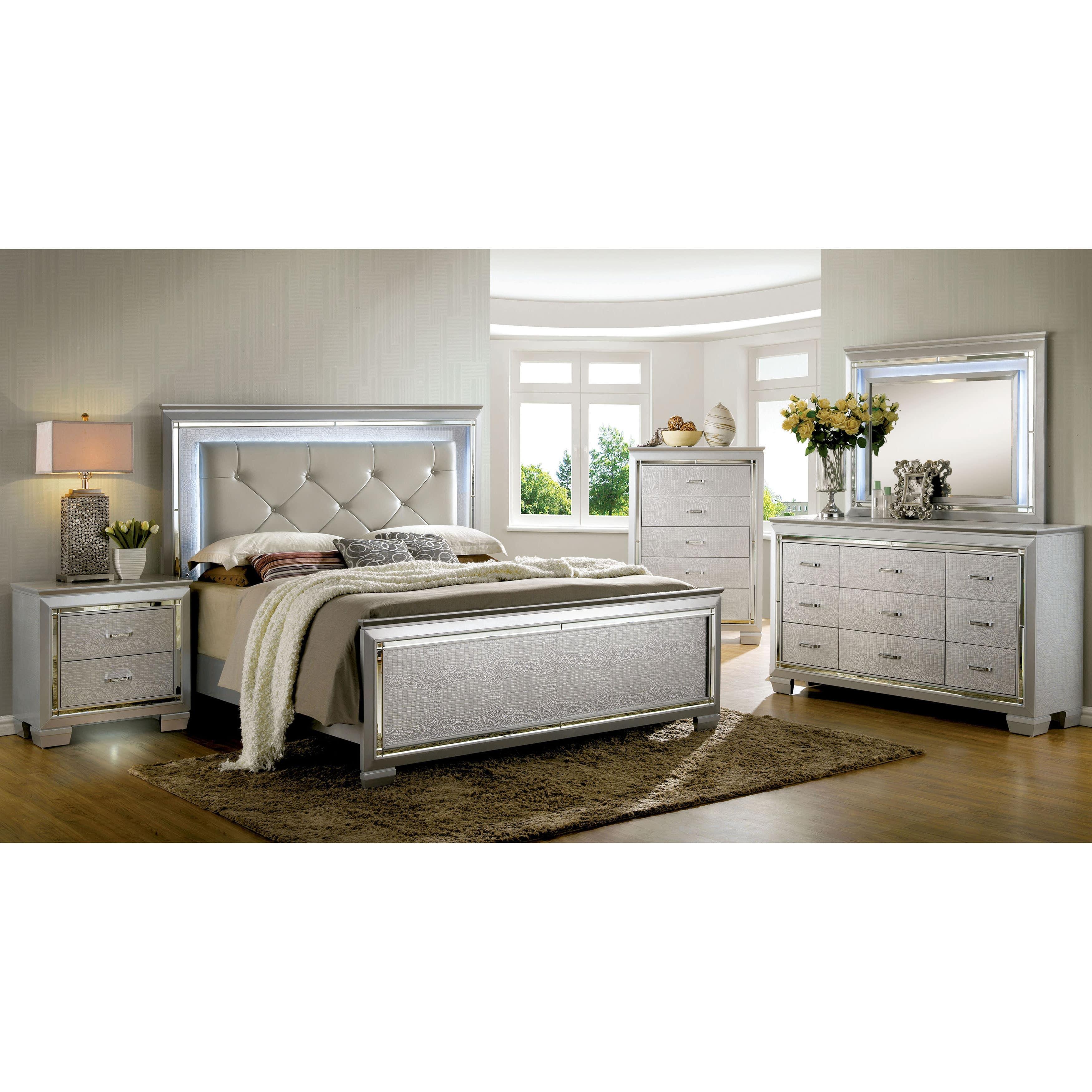 Furniture of America Bellanova CM7979SV 6 pc King Upholstered Panel Bedroom Set IMAGE 1